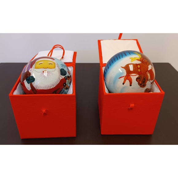 Ornaments set of 2 - Hand Painted Glass - Picture 9 of 10